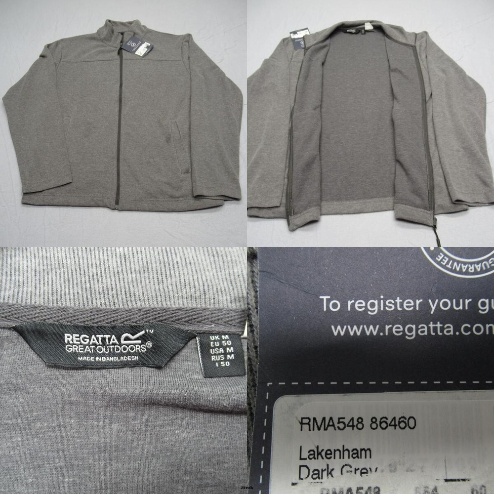 Regatta Jacket Mens Medium Dark Gray Pockets Lakenham Full Zip Fleece NEW